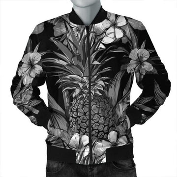 FUNSTUFFPRINT Hawaiian Hibiscus Plumeria And Pineapple Polynesian Bomber Jacket - AH - Bomber Jacket