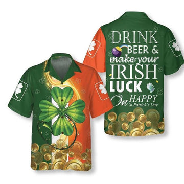 Hawaiian Aloha Shirts St Patrick's Day Beer And Irish Luck, St Patrick's Day Hawaiian shirt