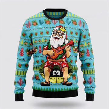 FUNSTUFFPRINT Hawaiian Christmas Santa Claus Ugly Christmas Sweater For Men And Women, Best Gift For Christmas, The Beautiful Winter Christmas Outfit Ugly Sweater