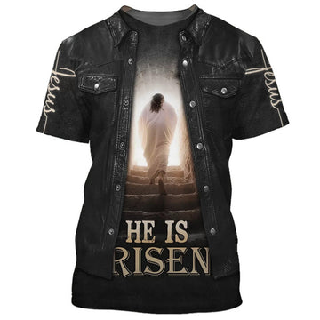 FUNSTUFFPRINT He Is Risen Shirts - Jesus Out Tomb 3D All Over Printed Shirt for Men and Women 3D T-shirt
