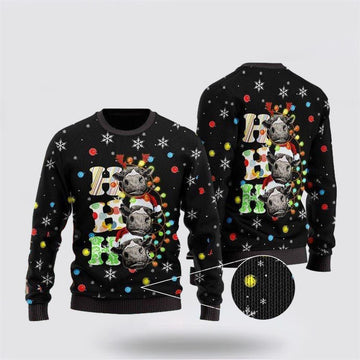 FUNSTUFFPRINT Heifer Cow Ho Ho Ho Ugly Christmas Sweater – Sweater Gifts For Pet Lover Ugly Sweater