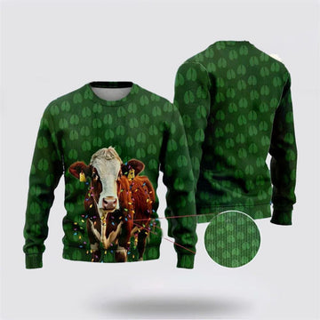 FUNSTUFFPRINT Hereford Cow Christmass Ugly Christmas Sweater, Farm Sweater, Christmas Gift, Best Winter Outfit Christmas Ugly Sweater