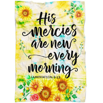 FUNSTUFFPRINT His Mercies Are New Every Morning Lamentations 323 Fleece Blanket - Christian Blanket - Bible Verse Blanket