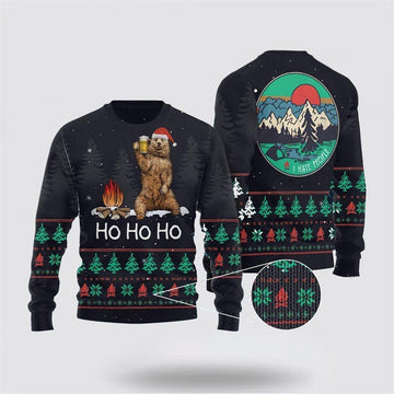 FUNSTUFFPRINT Ho Ho Ho Ugly Christmas Sweater – Sweater Gifts For Pet Lover Ugly Sweater