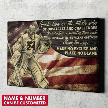 Custom Hockey Goalkeeper, Hockey Poster, Goals Live On The Other Side Customized Personalized NAME/NUMBER Poster and Canvas