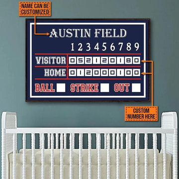 Custom Home Poster, Baseball Lover, Baseball Decor Customized Personalized NAME/NUMBER Poster and Canvas