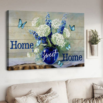Home Sweet Home, Gift For Family, Butterfly Flower, Poster Decor Poster and Canvas