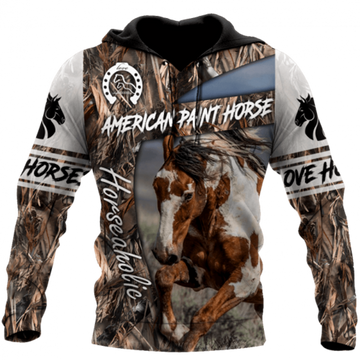 FUNSTUFFPRINT American Paint Horse Horseaholic 3D Hoodie and Zip Hoodie