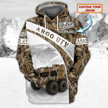 FUNSTUFFPRINT Camo Snowmobile - Personalized Name 3D Hoodie and Zip Hoodie