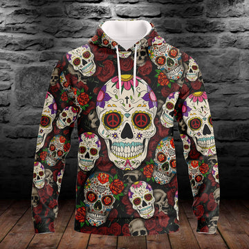 FUNSTUFFPRINT Sugar Skull Full Print Tad 3D Hoodie and Zip Hoodie