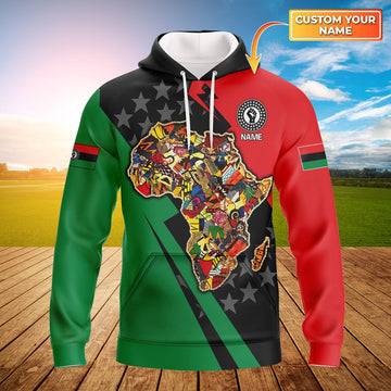 FUNSTUFFPRINT African - Personalized Name 3D Hoodie and Zip Hoodie