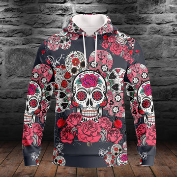 FUNSTUFFPRINT Sugar Skull - 3D Full Print Tad 02 3D Hoodie and Zip Hoodie