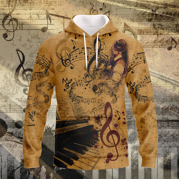 FUNSTUFFPRINT Piano Full Print 3D Hoodie and Zip Hoodie
