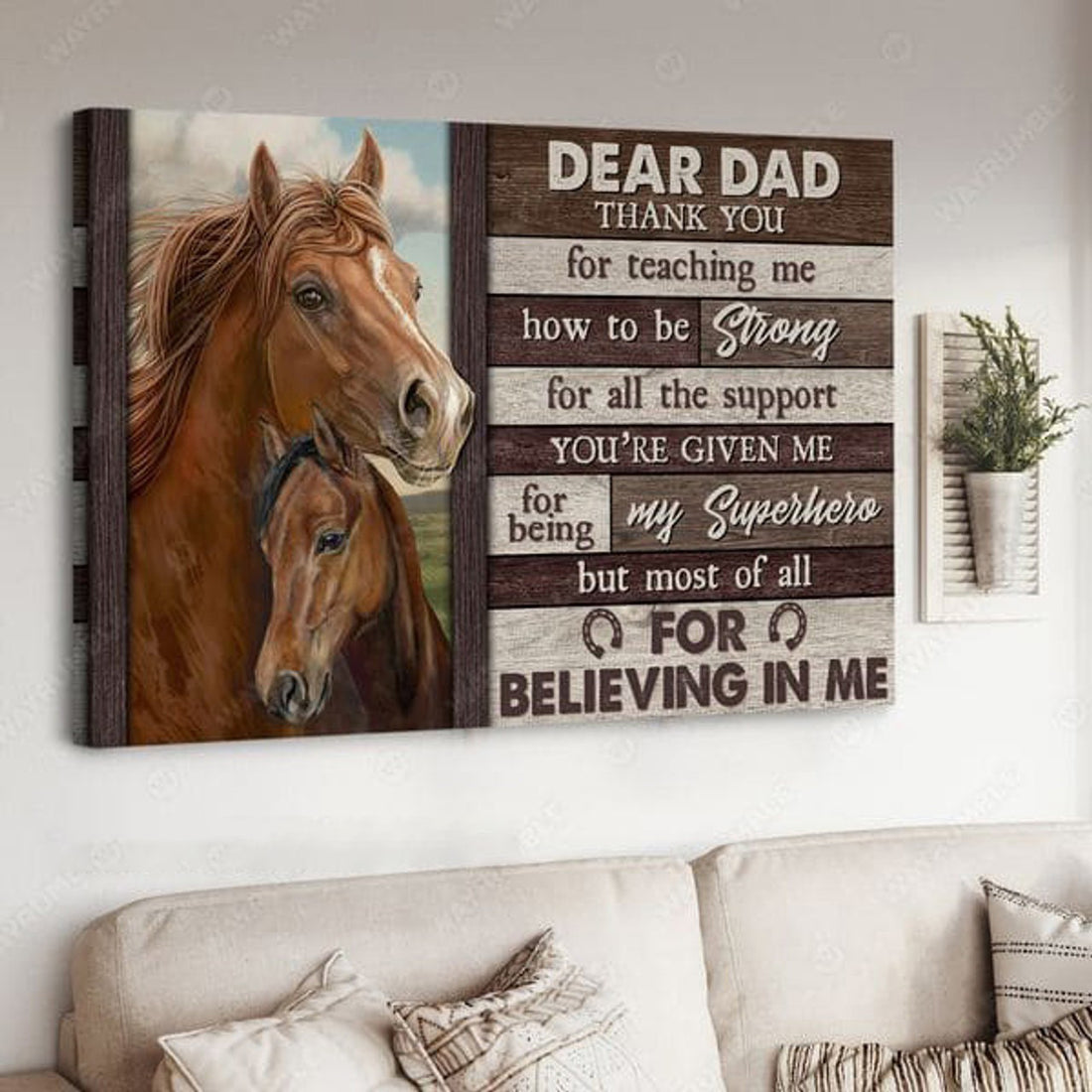 Horse Poster, Dad And Son, Father’s Day, Dear Dad Thank You For Teaching Me How To Be Strong Poster and Canvas
