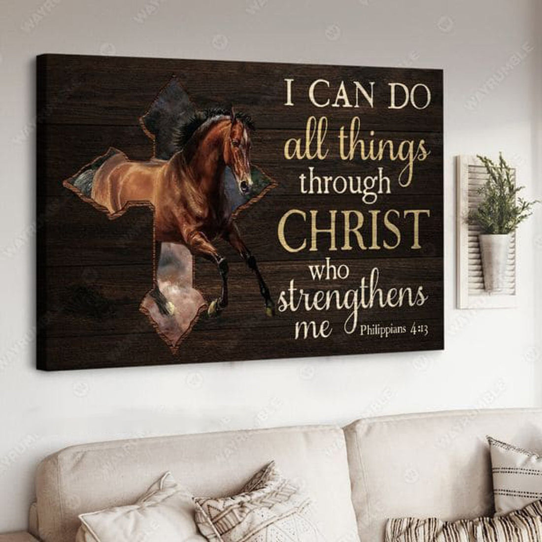 Horse Poster, I Can Do All Things Through Christ Who Strengthens Me Poster and Canvas