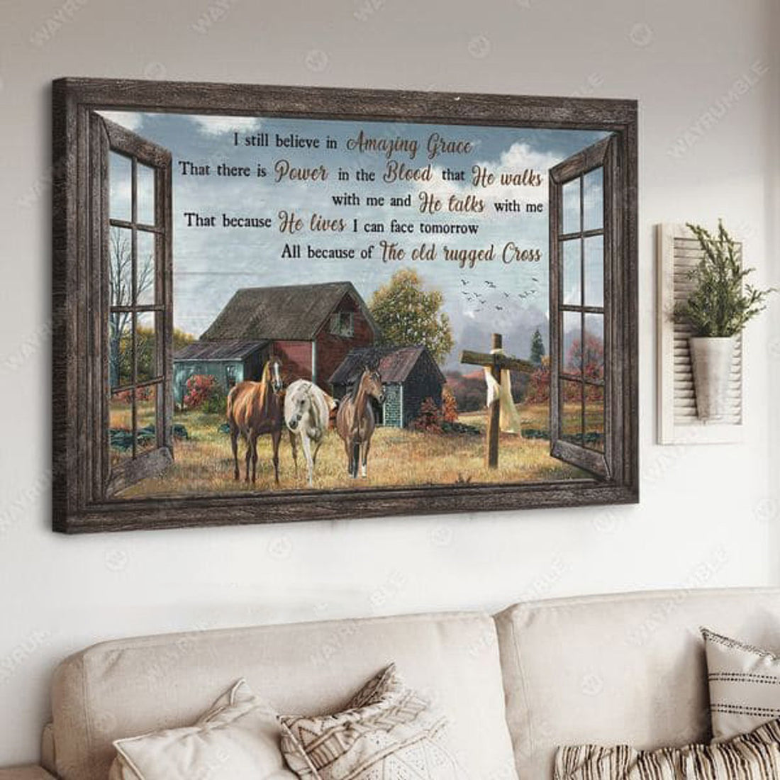 Horse Poster, I Still Believe In Amazing Grace, That There Is Power In The Blood That He Walks WIth Me And He Talks With Me Poster and Canvas