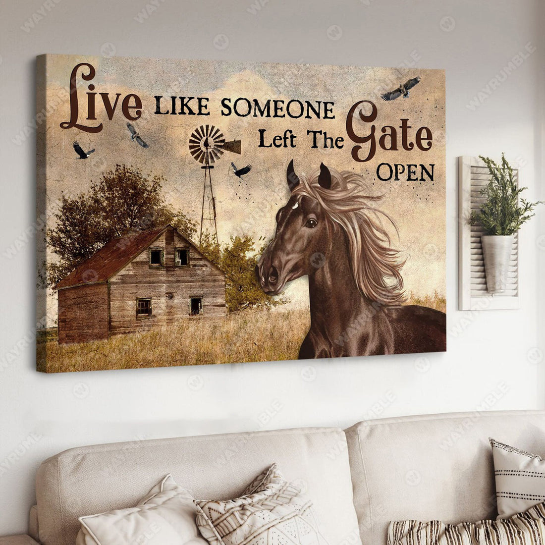 Horse Poster, Live Like Someone Left The Gate Open, Horse Lover Poster and Canvas