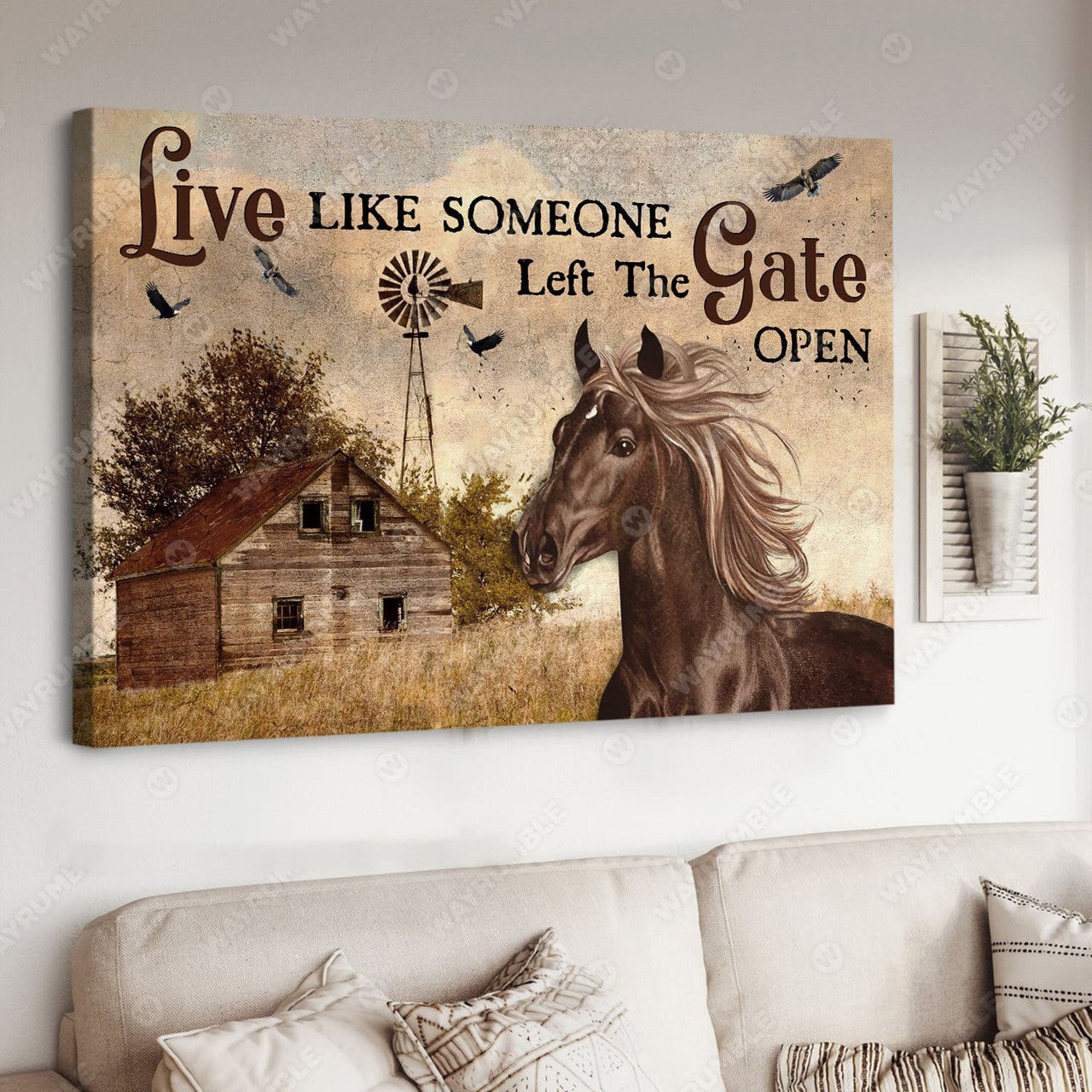 Horse Poster, Live Like Someone Left The Gate Open, Horse Lover Poster and Canvas
