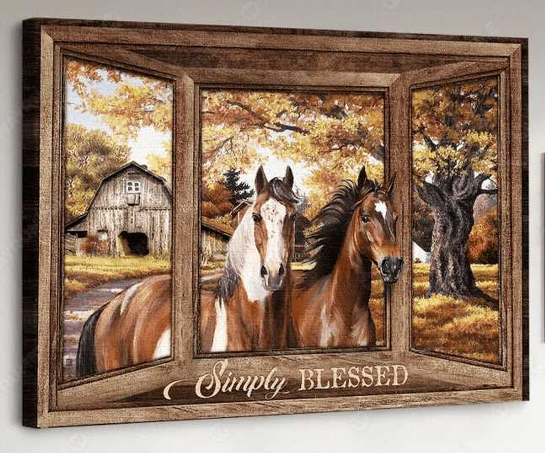 Horse Poster, Window Decor, Simply Blessed Poster and Canvas