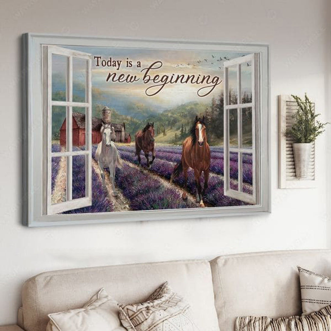 Horse Poster, Window Decor, Today Is A New Beginning Poster and Canvas