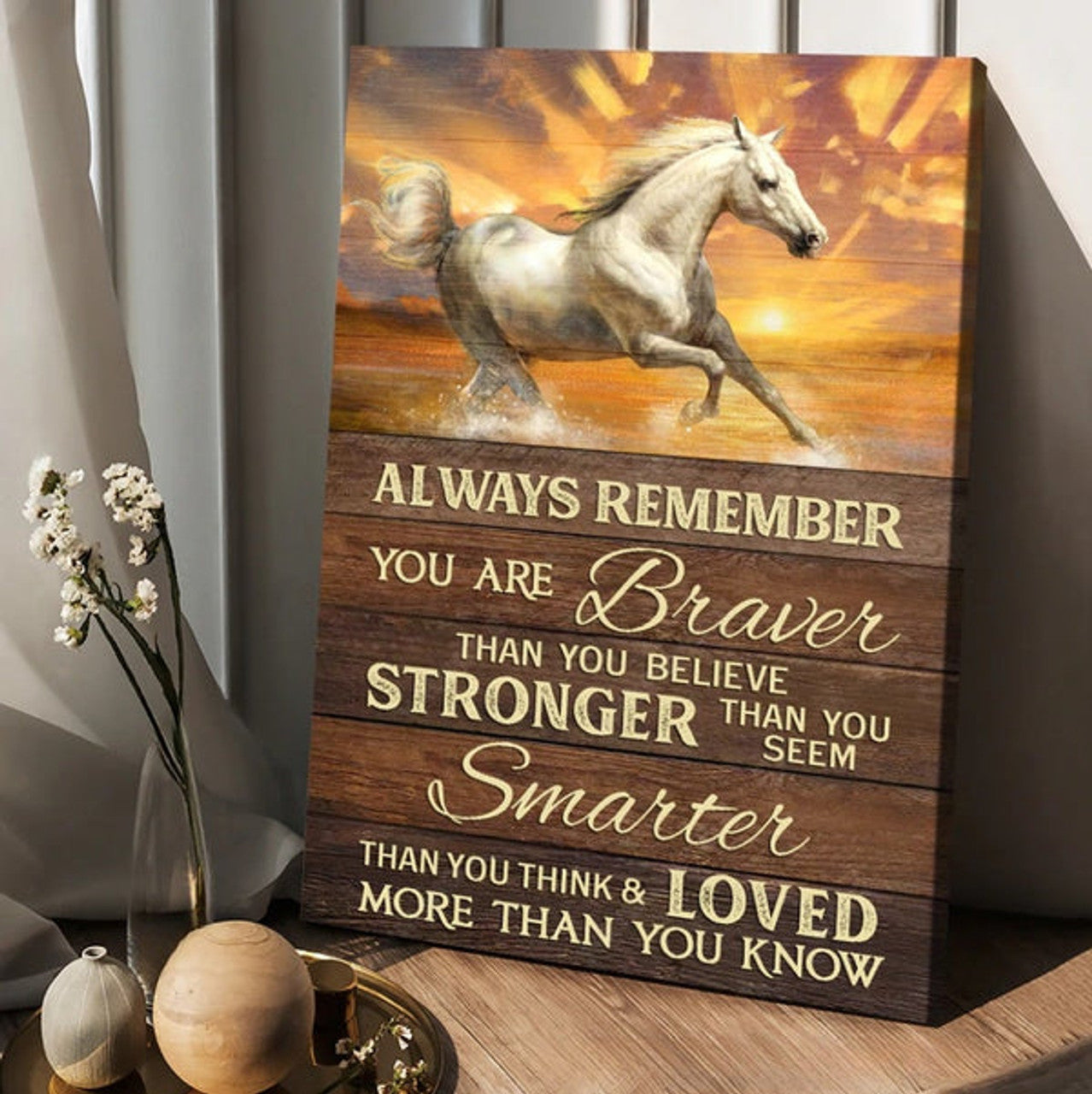 Horse Brilliant Sunset You Are Braver Than You Believe Canvas Posters - Christian Wall Posters - Religious Wall Decor