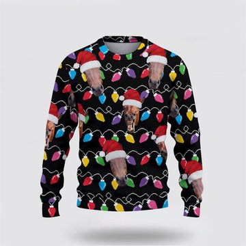FUNSTUFFPRINT Horse Christmas Ugly Sweater, Gifts For Farmers, Rural Lovers Ugly Sweater