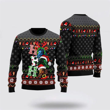 FUNSTUFFPRINT Horse Hohoho Ugly Christmas Sweater, Farm Sweater, Christmas Gift, Best Winter Outfit Christmas Ugly Sweater