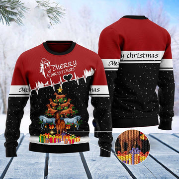 FUNSTUFFPRINT Horse Merry Christmas Ugly Christmas Sweater, Christmas Sweater, Ugly Sweater, Funny Xmas Sweaters Ugly Sweater