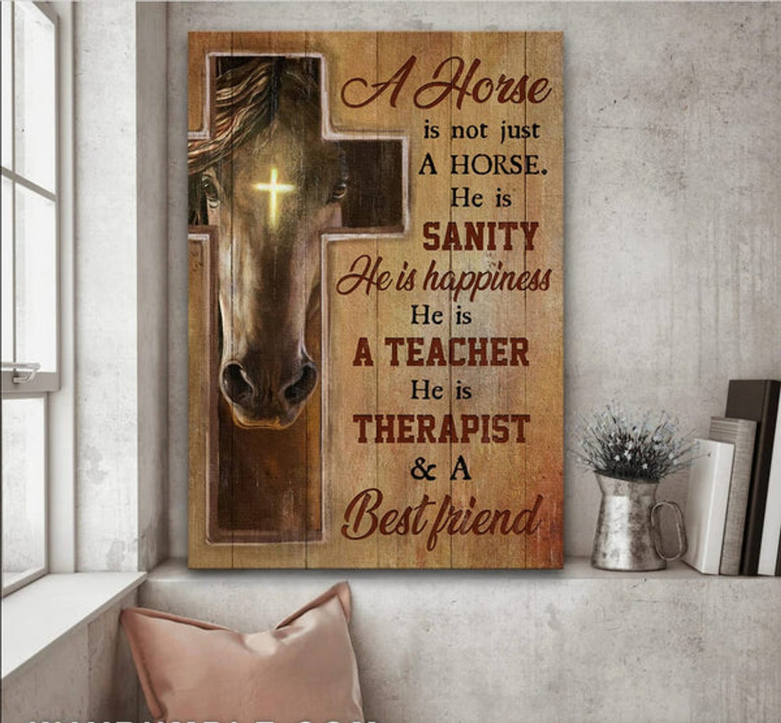 Horse Painting Cross Light A Horse Is Not Just A Horse Canvas Posters - Christian Wall Posters - Religious Wall Decor