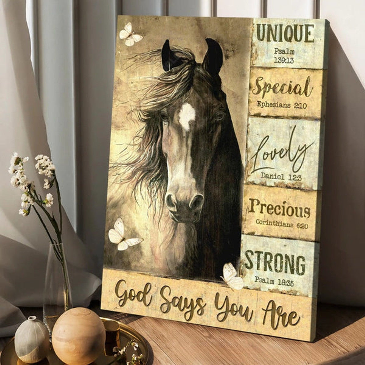 Horse Yellow Background God Says You Are Canvas Posters - Christian Wall Posters - Religious Wall Decor