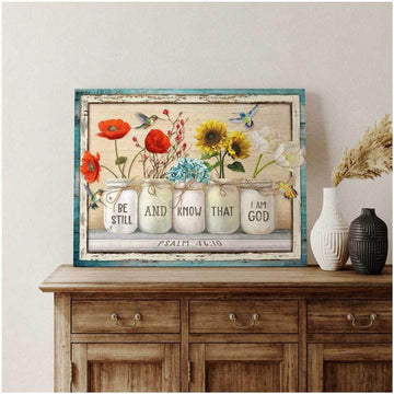 Hummingbird Poster, Be Still And Know That I Am God, Wall Decor Poster and Canvas