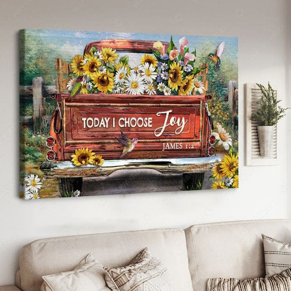 Hummingbird Poster, Flower Truck, Today I Choose Joy Poster and Canvas