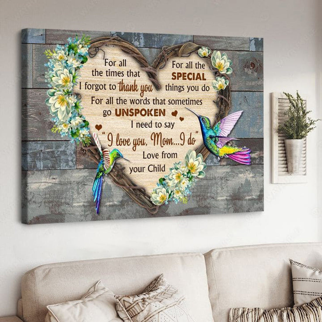 Hummingbird Poster, For All The Times That I Forgot To Thank You, Mother’s Day Poster and Canvas