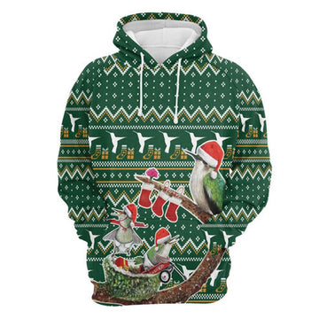 FUNSTUFFPRINT 3D Hummingbird Family Christmas All Over 3D Hoodie and Zip Hoodie