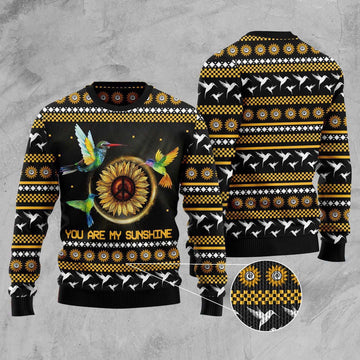 FUNSTUFFPRINT Hummingbird Sunflower Ugly Christmas Sweater, Christmas Sweater, Ugly Sweater, Funny Xmas Sweaters Ugly Sweater
