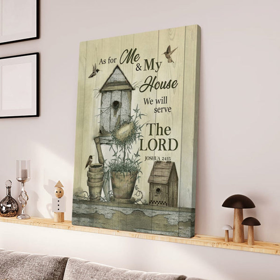 Hummingbird We Will Serve The Lord Canvas Posters - Christian Wall Posters - Religious Wall Decor