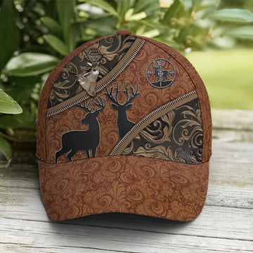 FUNSTUFFPRINT Hunting Deer Leather Style Baseball Cap