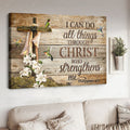 I Can Do All Things Through Christ Who Strengthens Me, God Cross, Hummingbird Flower Poster and Canvas