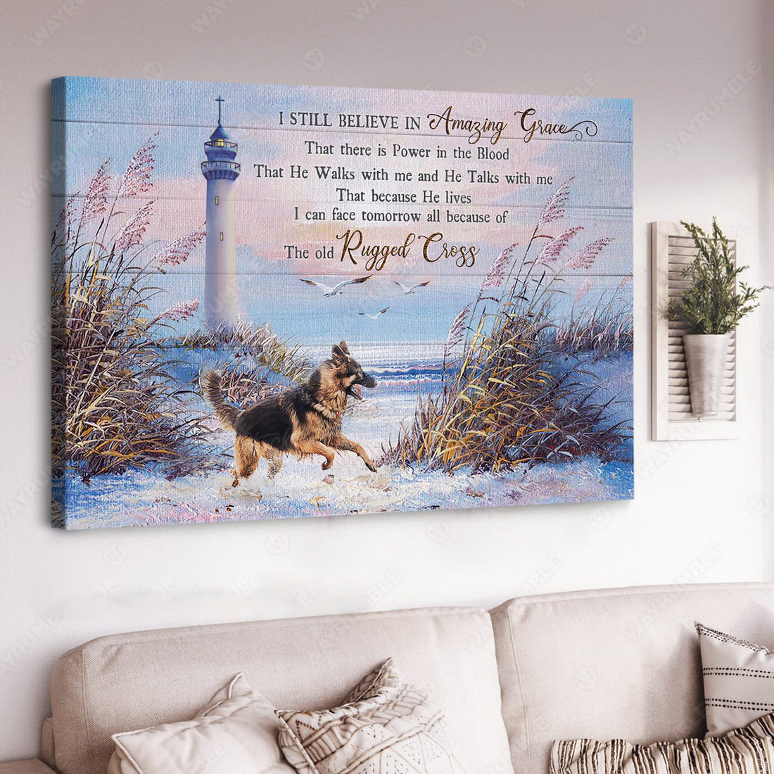 I Still Believe In Amazing Grace, That There Is Power In The Blood, German Shepherd Dog, Dog Lover Poster and Canvas