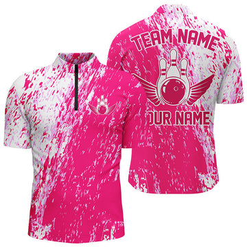 Custom Personalized Bowling Shirts For Men And Women, Team Bowling Jerseys Bowling Pin Water Color