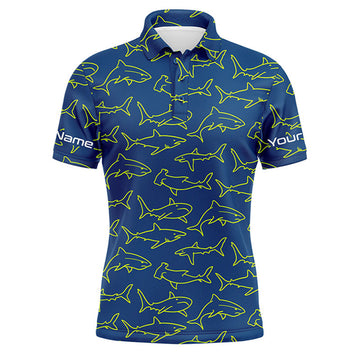 FUNSTUFFPRINT Shark men polo Shirts, Shark Fishing Custom Polo Shirt Size S-5XL