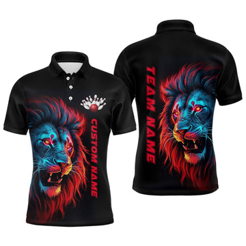 Custom Colorful Lion Bowling Men Polo Shirts Custom Bowling Team Jerseys Bowling League Shirts