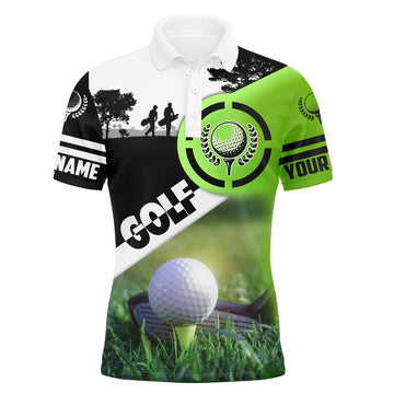 Custom Golf Men Polo Shirt - Golf Balls, Custom Name Green Apparel - Personalized Gift For Golf Lover, Men, Husband, Team, Boyfriend