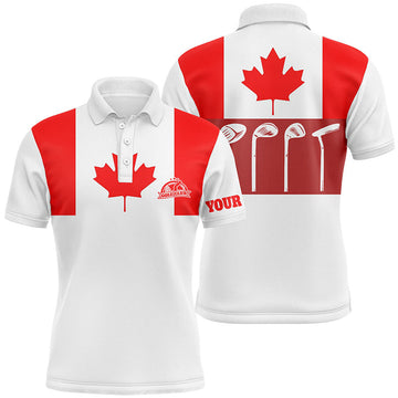 FUNSTUFFPRINT Mens golf polo shirt golf club Canadian flag patriot golf custom name white golf Polo Shirt Size S-5XL