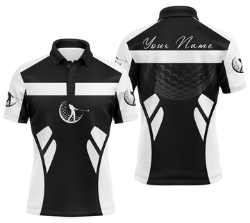 Custom Golf Men Polo Shirt - Custom Name Black White Apparel - Personalized Gift For Golf Lover, Male, Husband, Team, Best Father's day