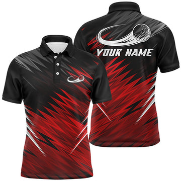Custom Mens golf polo shirts custom Red and black pattern shirt for mens, personalized golf gifts