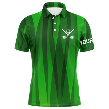FUNSTUFFPRINT Green stripes pattern custom name Mens golf polos shirts, men's golf Polo Shirt Size S-5XL