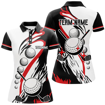 Custom Black and white retro Womens golf polo shirts custom cool golf shirts, golfing gifts | Red