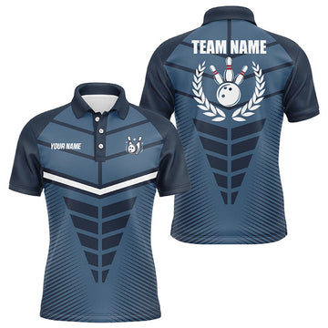 FUNSTUFFPRINT Navy Blue Bowling Team league jerseys custom Men Bowling Polo Shirt Size S-5XL