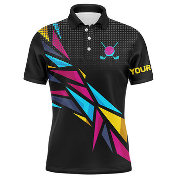 FUNSTUFFPRINT Colorful black pattern Mens golf polo shirts custom men's golf apparel Polo Shirt Size S-5XL
